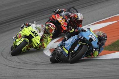 Aprilia-Pilot Raul Fernandez (2.) vor Di Giannantonio (Ducati) und Acosta (KTM)