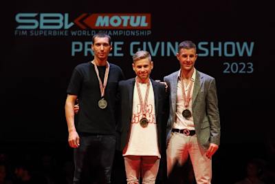 Toprak Razgatlioglu, Alvaro Bautista und Jonathan Rea (v.l.)