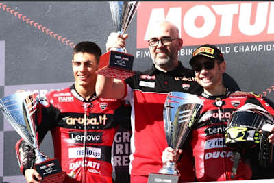 Michael Rinaldi, Teamchef Stefano Cecconi und Alvaro Bautista (v.l.)