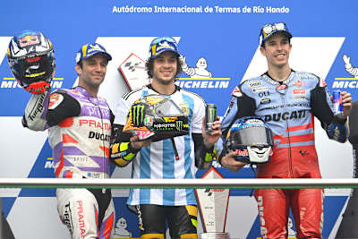 Die Top-3: Johann Zarco, Sieger Marco Bezzecchi und Alex Márquez