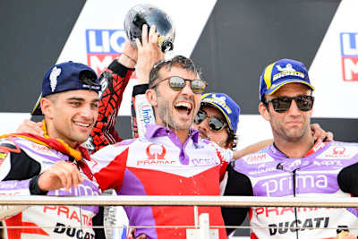 Gino Borsoi zwischen Martin und Zarco auf dem Podium des Deutschland-GP