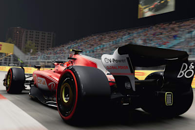 Action auf dem Las Vegas Strip Circuit, hier als Grafik von Ferrari