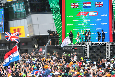 Britischer Grand Prix 2023: Lando Norris, Max Verstappen und Lewis Hamilton