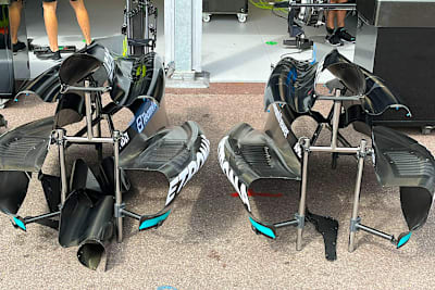 Die neue Seitenkastenform für den Mercedes von Lewis Hamilton und George Russell