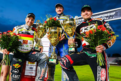 Podest in Ostrowo (v.l.): Martin Smolinski, Chris Harris und Kenneth Kruse Hansen