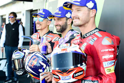 Die Top-3 im Parc Fermé: Viñales, Zarco, Miller