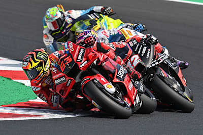 Das Finish in Misano: Pecco Bagnaia (63) vor Viñales und Bastianini