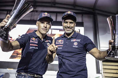 Die Weltmeister Mathieu Baumel und Nasser Al-Attiyah