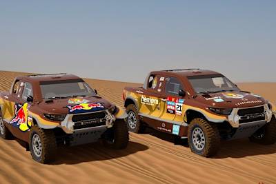 Die beiden Toyota Hilux T1+ von Overdrive Racing