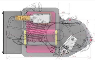 Einfacher Ersatz des Verbrennungsmotors durch die elektrische Antriebseinheit dank identischer Aufhängungspunkte