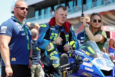 Patrick Hobelsberger direkt nach seinem Sturz in England