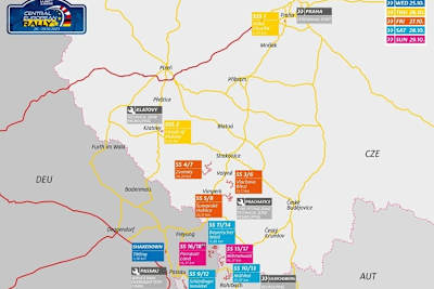 Karte der Zentral Europa Rallye
