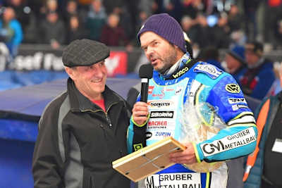 Deutsche Eisspeedway-Ikonen: Michael Lang (li.) und Günther Bauer