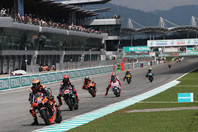 Jack Miller am Sonntag in Sepang vor Quartararo (Yamaha) und Di Giannantonio 