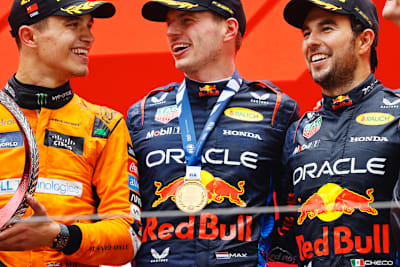 Lando Norris, Max Verstappen und Sergio Pérez
