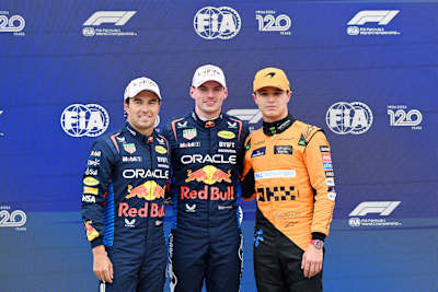 Sergio Pérez, Max Verstappen und Lando Norris