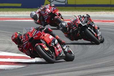 In der frühen Phase des Grand Prix der US lag Pecco Bagnaia noch vor dem späteren Sieger Viñales 