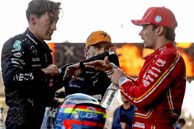 George Russell, Oscar Piastri und Charles Leclerc
