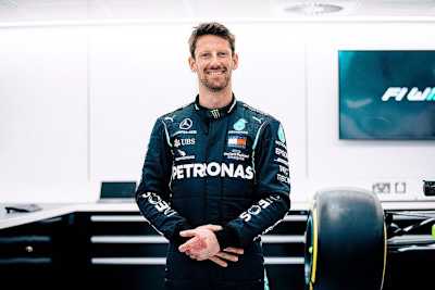 Romain Grosjean im Rahmen der Sitzprobe bei Mercedes