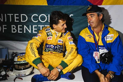 Michael Schumacher und Flavio Briatore 1992 in Japan