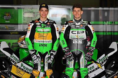 Noah Dettwiler (links) an der Seite von Riccardo Rossi. Während Dettwiler zum ersten Mal in Austin fährt, holte der Italiener schon mehrfach WM-Punkte in Texas