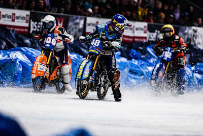 Luca Bauer schaffte es als Zweiter in den Eisspeedway-GP
