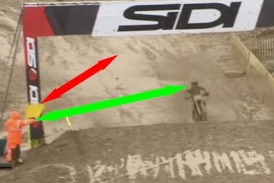 Die gelbe Flagge war hinter der SIDI-Brücke verdeckt (roter Pfeil)