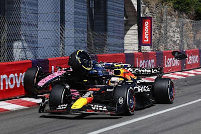 Da gehört ein Rad definitiv nicht hin! Pierre Gasly (l., in Pink) und Yuki Tsunoda kollidierten in Monaco