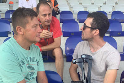 Trafen sich bei der MotoGP in Spielberg (v.l.): Die ehemaligen Bahnrennfahrer Michael Wiehl, Sirg Schützbach und Max Dilger