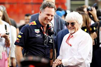 Ex-Formel-1-Boss Bernie Ecclestone mit Red Bull Racing-Teamchef Christian Horner