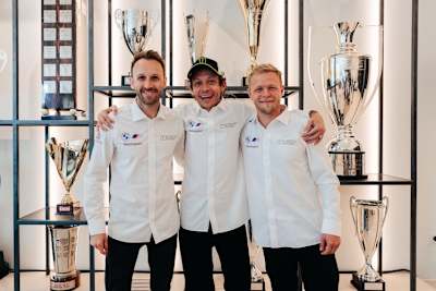 René Rast, Valentino Rossi, Kevin Magnussen (v.l.n.r.)