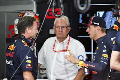 Christian Horner, Dr. Helmut Marko und Max Verstappen