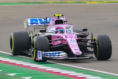Lance Stroll mit kaputtem Flügel in Imola