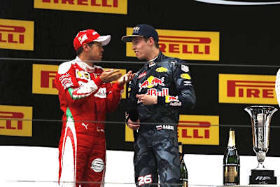Sebastian Vettel und Daniil Kvyat nach dem China-GP 2016