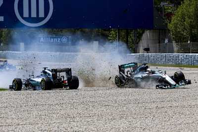 Nico Rosberg und Lewis Hamilton in Spanien