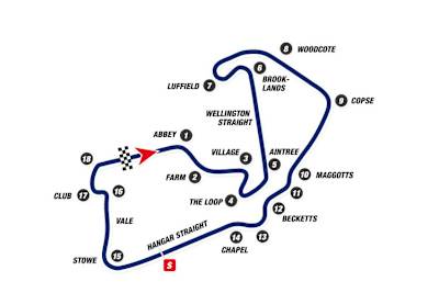 Die Fahrer sündigen in den Kurven 8 (Woodcote), 9 (Copse) sowie eingangs Start und Ziel