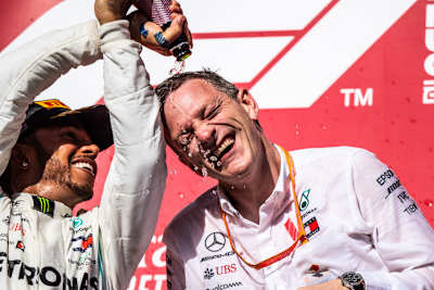 Lewis Hamilton und James Allison 2019 beim Grossen Preis der USA
