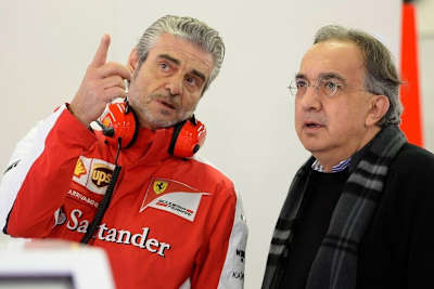 Ferrari-Teamchef Maurizio Arrivabene (links) mit Ferrari-Präsident Sergio Marchionne