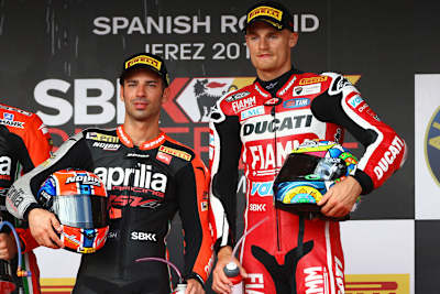 2014 in Jerez: Marco Melandri (li.) und Chaz Davies
