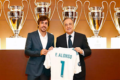 Fernando Alonso und Real Madrid-Präsident Florentino Pérez 2017