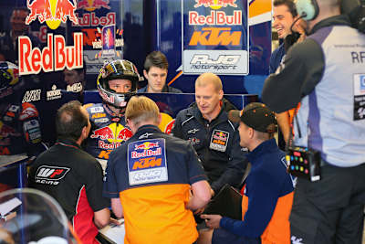 Aki Ajo in seinem Moto3-KTM-Team mit Jack Miller 2014