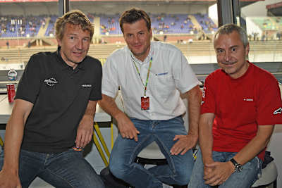 Die Eurosport-Truppe mit Ron Ringguth, Hannes Orasche und Dirk Raudies