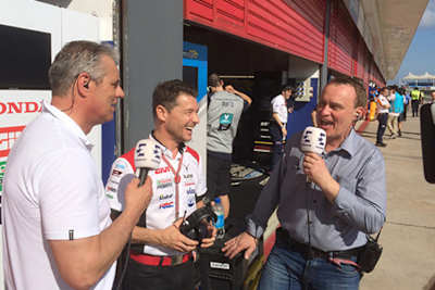 Eurosport-Presenter Jan Stecker, Lucio Cecchinello und Experte Ralf Waldmann