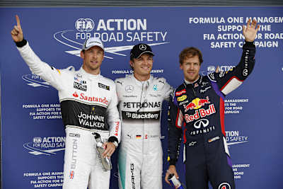 Ein unerwartetes Trio in Silverstone: Button, Rosberg und Vettel