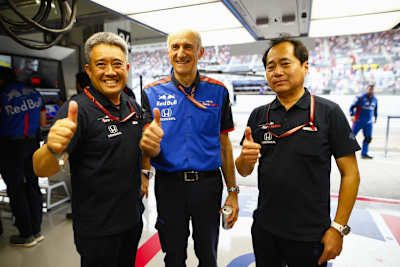 Masashi Yamamoto, Toro-Rosso-Teamchef Franz Tost und Toyoharu Tanabe in Suzuka 2018