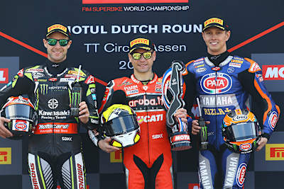 Die Top-3: Jonathan Rea, Alvaro Bautista und Michael van der Mark (v.l.)