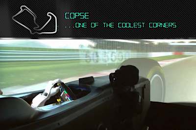 Im Simulator von Mercedes, eingespiesen ist die Silverstone-Rennstrecke