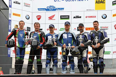 Das Podium der IDM Sidecar am Salzburgring
