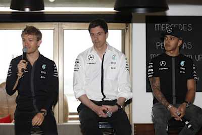 Nico Rosberg, Toto Wolff, Lewis Hamilton