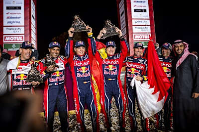 Das Siegerpodium der 47. Rallye Dakar